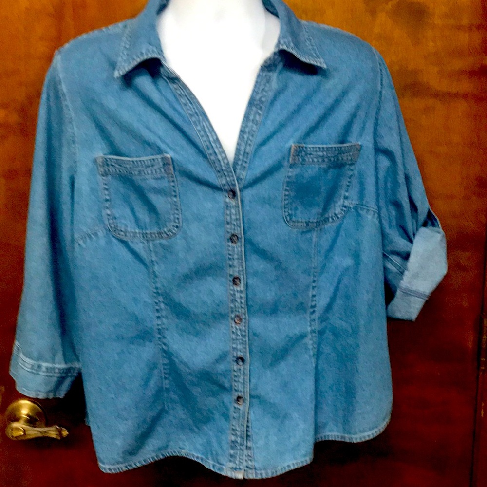 Faded Glory women’s 3/4 sleeve denim shirt/jacket